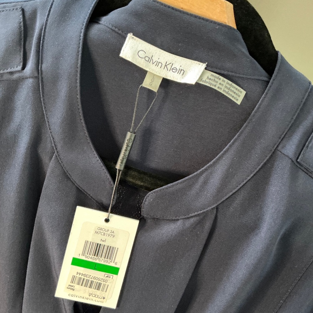 Navy Blue Calvin Klein Shirt Dress Size LG NWT